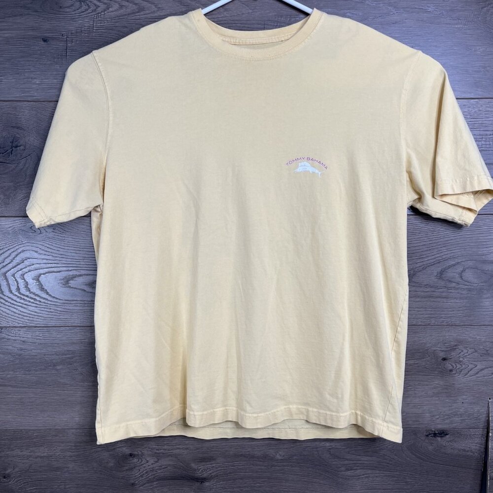 Tommy Bahama Shirt Mens XL Yellow 20 Years Of Relaxation Graphic Tee Cotton - Picture 3 of 9